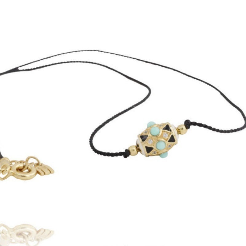 Beautiful Bohemian Black Rope Turquoise Necklace