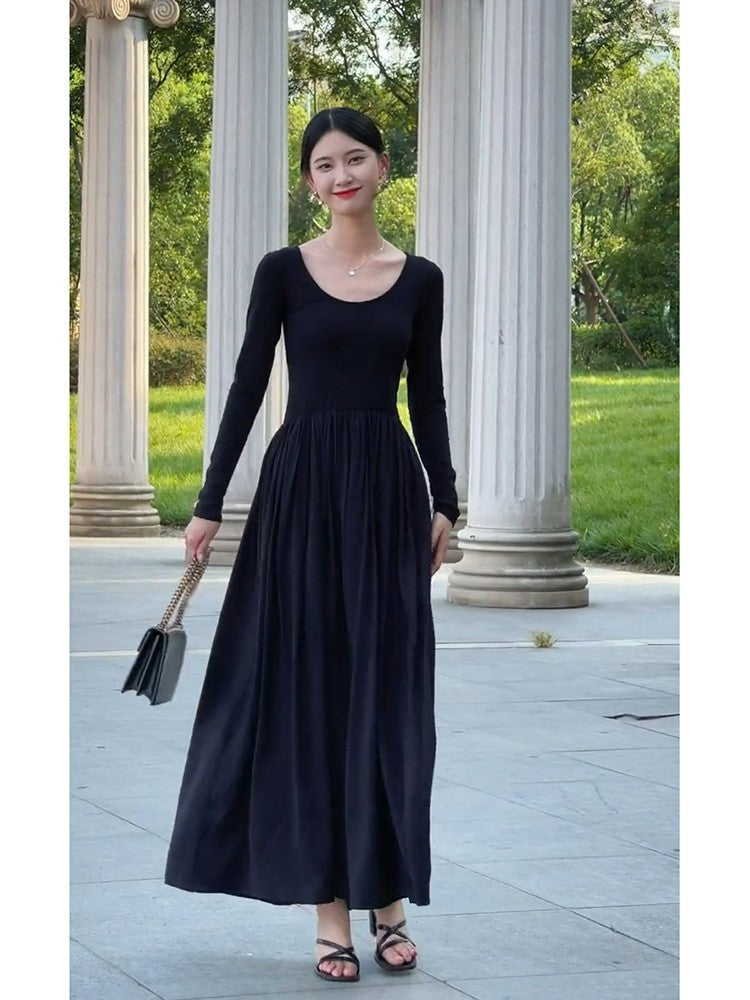 French Style High-grade Two-way U-collar Backless Dress
