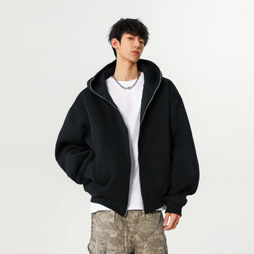 Solid Color Versatile American High Street Cardigan Hoodie