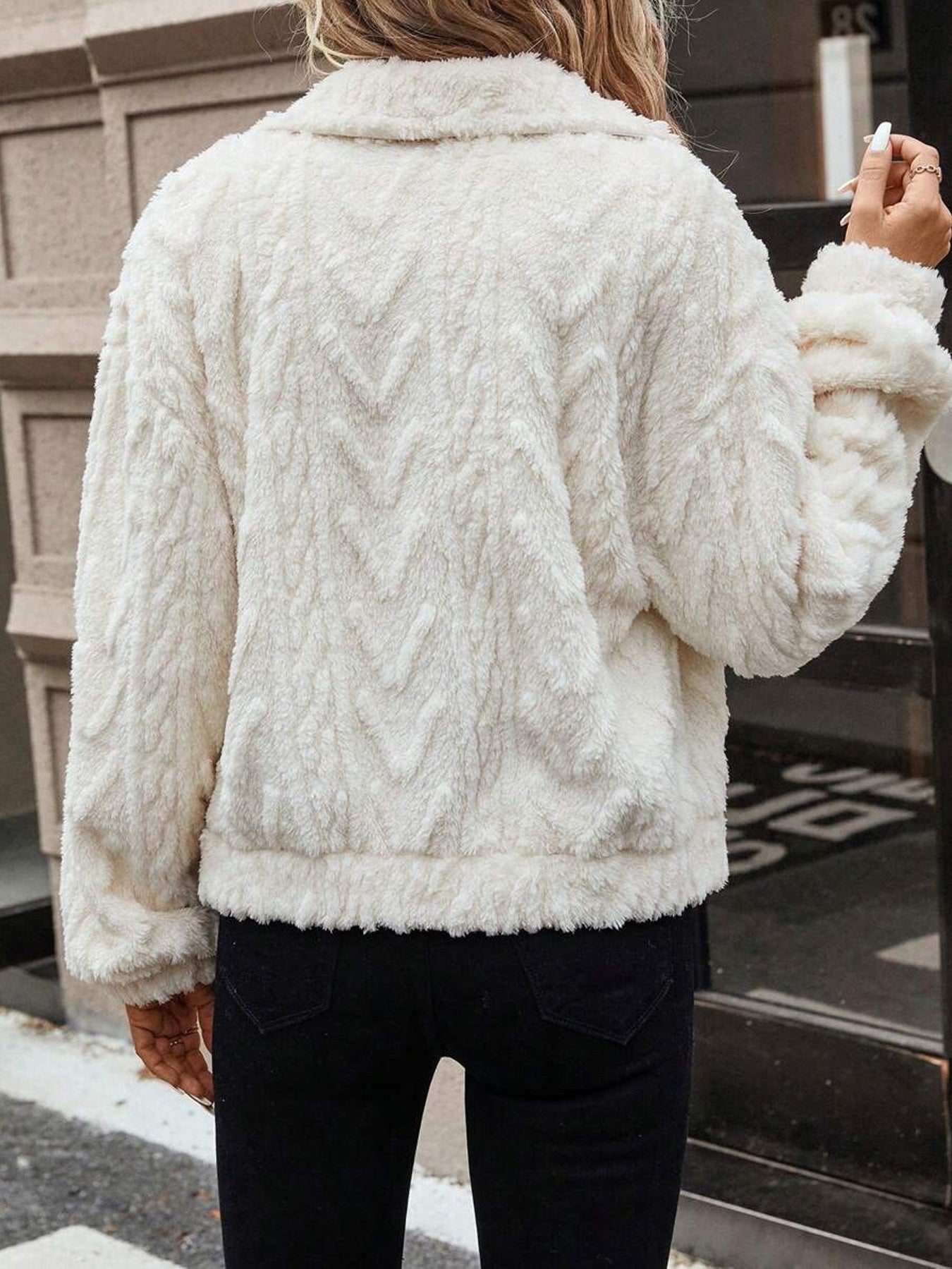 Double-sided Plush Casual Button Cardigan Top Coat For Women