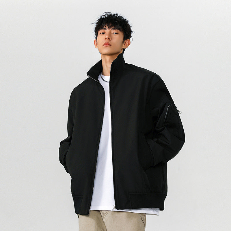 Men's Large Size Multi-pocket Short Flight Jacket