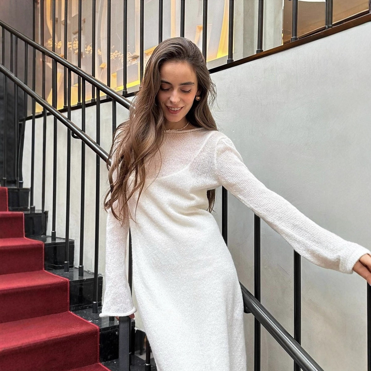 See-through Slim-fit Dress Vest Two-piece Set