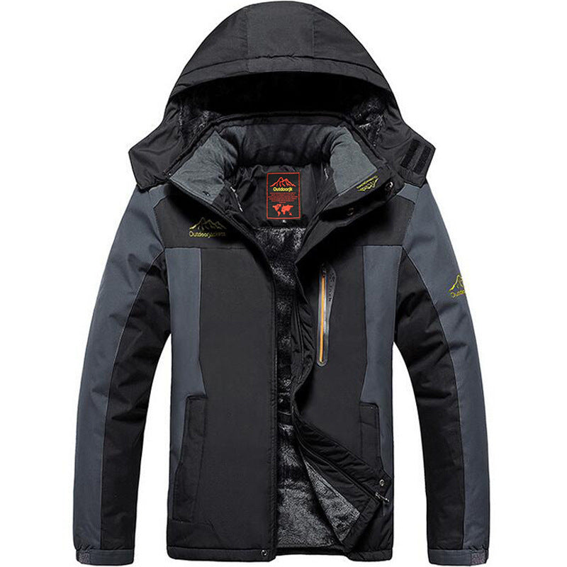 Cold-resistant Fleece-lined Thickened Mountaineering Jacket Men