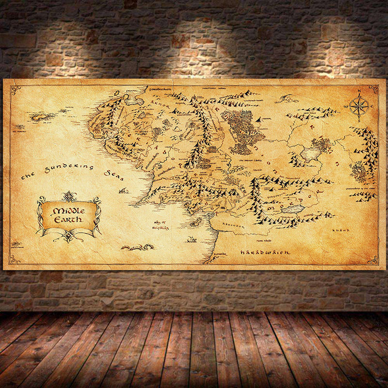 Vintage Style Movie Map Canvas Painting Home Decor