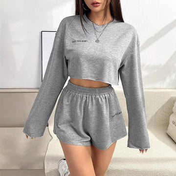 Women's Long-sleeved T-shirt Short Suit