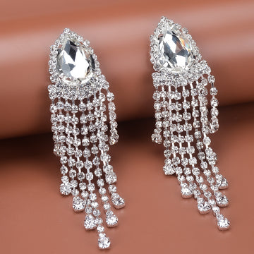 Rhinestone Tassel Earrings Big-name Drop-shaped