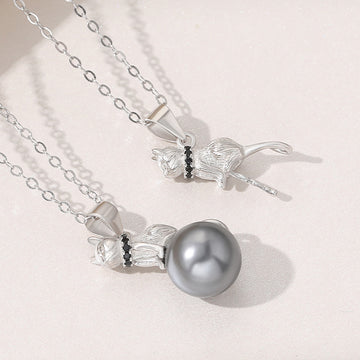 Cat Pendant 925 Sterling Silver Clavicle Necklace
