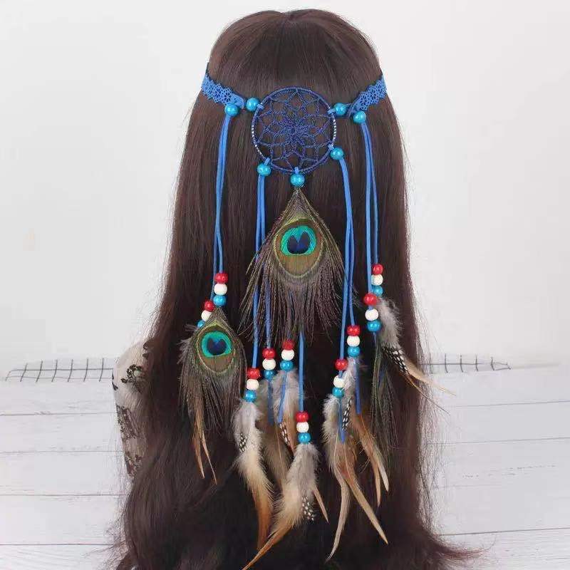 New Dreamcatcher Feather Hair Band Ethnic Style Flutter Dream Net Feather Headband Accessories