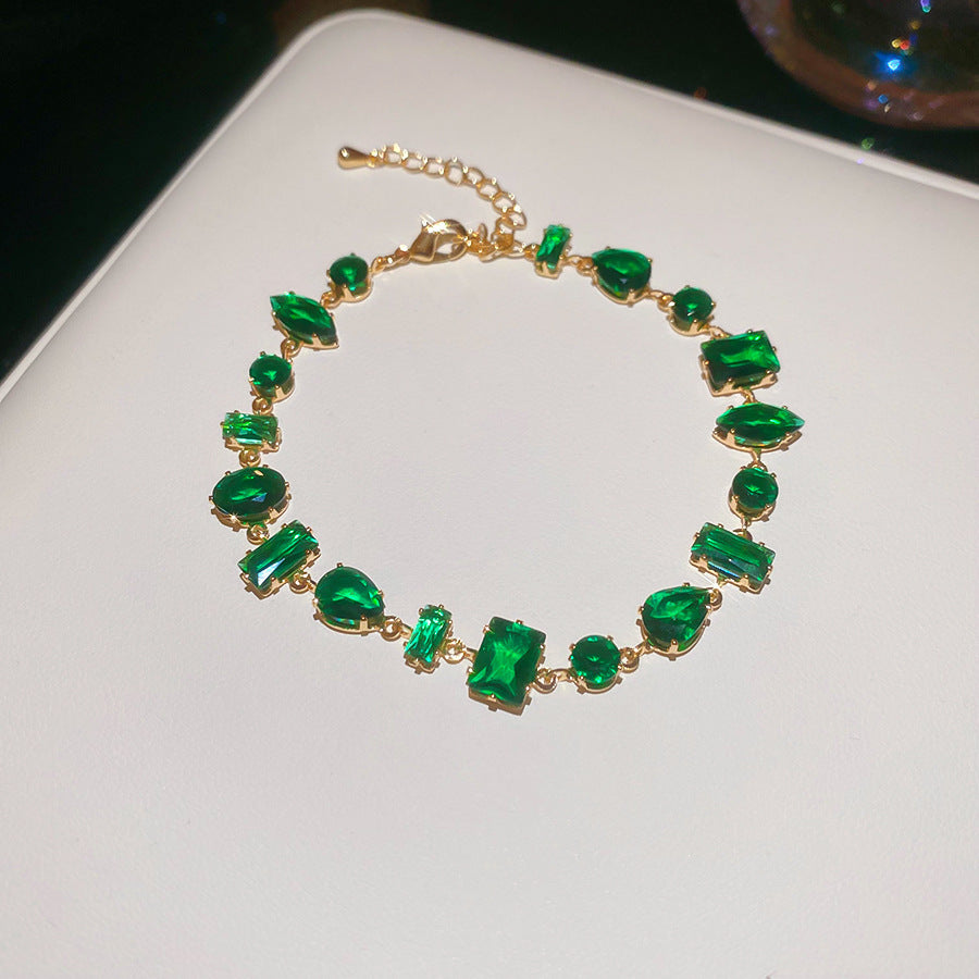 Irregular Geometric Zircon Drop-shaped Bracelet