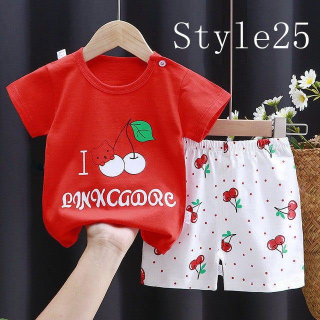 Children's Short-sleeved Suit, Cotton Clothes, Children's Clothing
