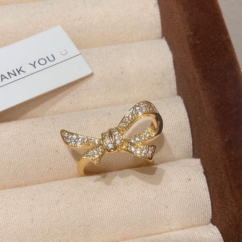 Zircon Niche Design Minimalist Bowknot Temperament Earrings Silver Needle