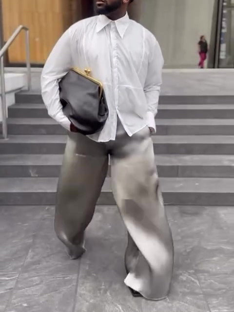 Men's Casual Flowing Satin Wide-leg Pants