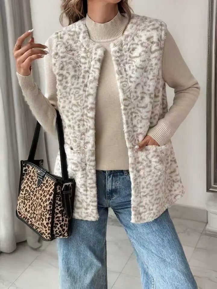 Women's Casual Printed Double-sided Plush Pocket Coat