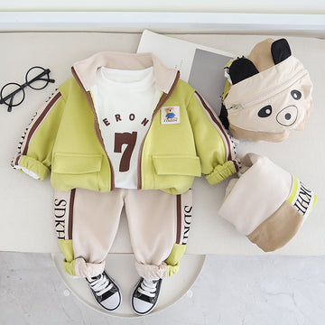 Spring Children's Clothing Boys Hoodie Jacket Long Sleeve Three-piece Suit