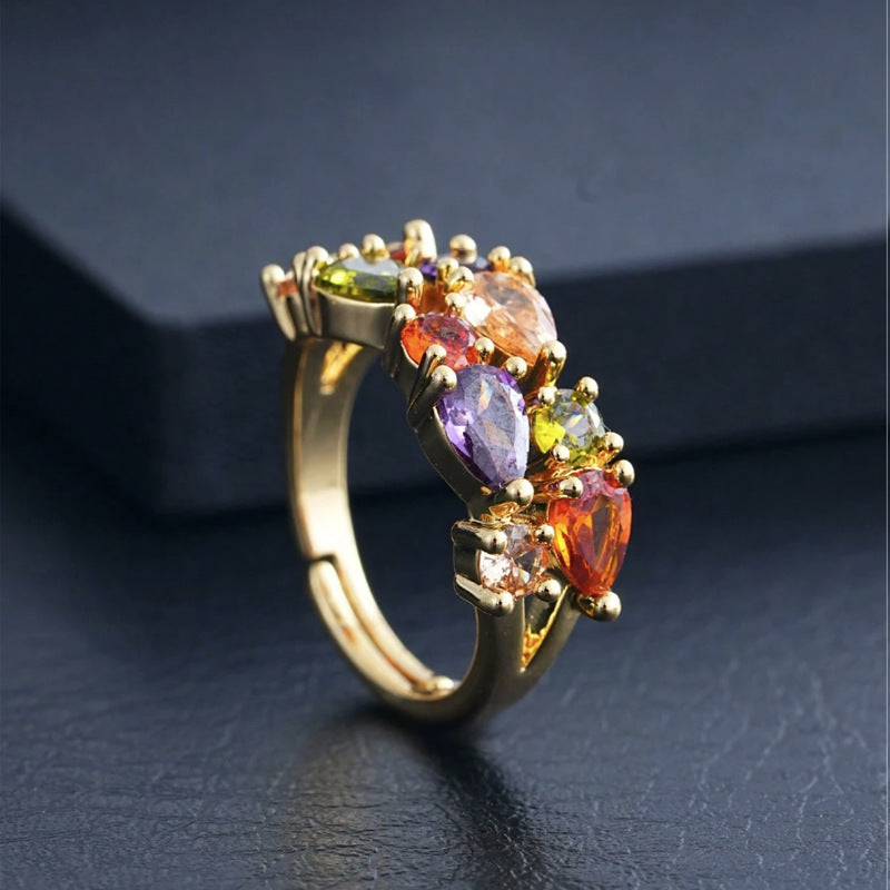 Elegant Bohemian Zircon Ring For Women Street Shooting Jewelry