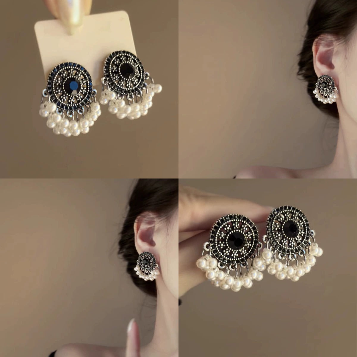 Miao Maiden Pearl Earrings Niche Advanced Retro