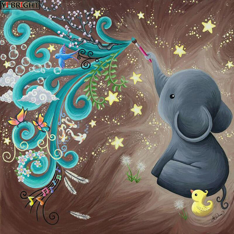 Diamond Painting Cross Stitch Mosaic Little Elephant Embroidery Rhinestone Painting Home Decor