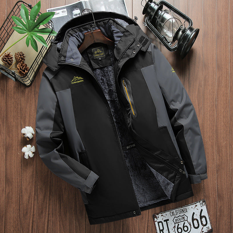 Cold-resistant Fleece-lined Thickened Mountaineering Jacket Men