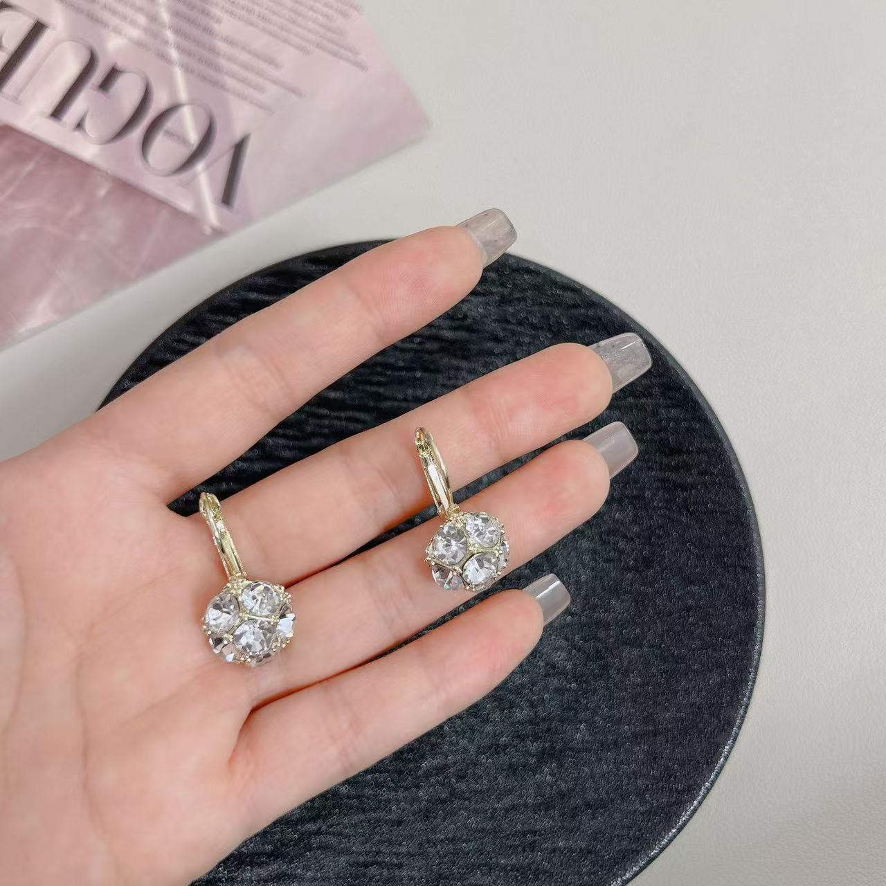 Korean Retro Colorful Circle Crystal Earrings