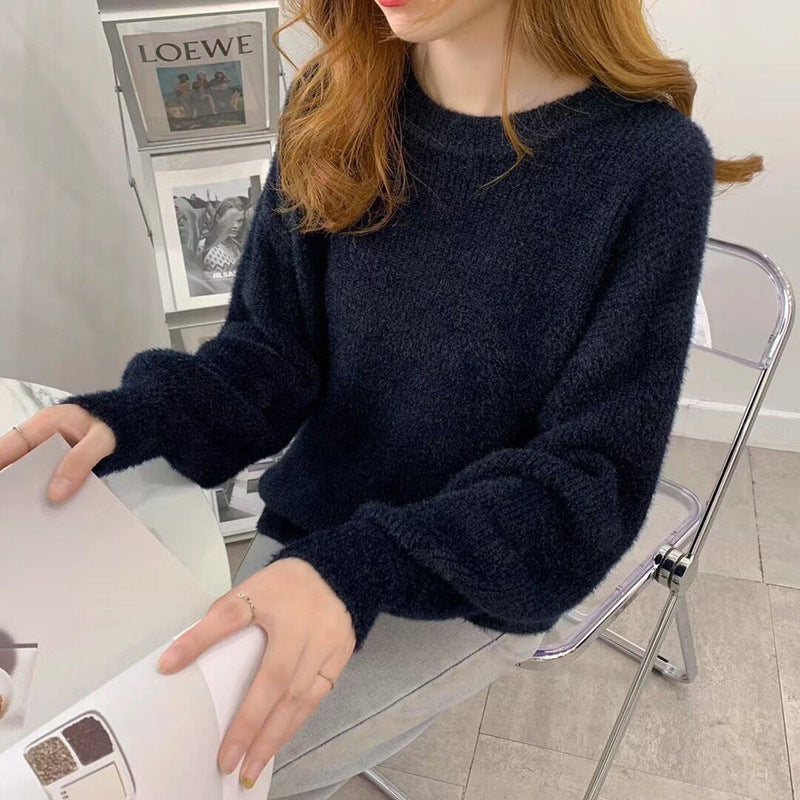 Idle Style Loose Soft Thickened Round Neck Sweater