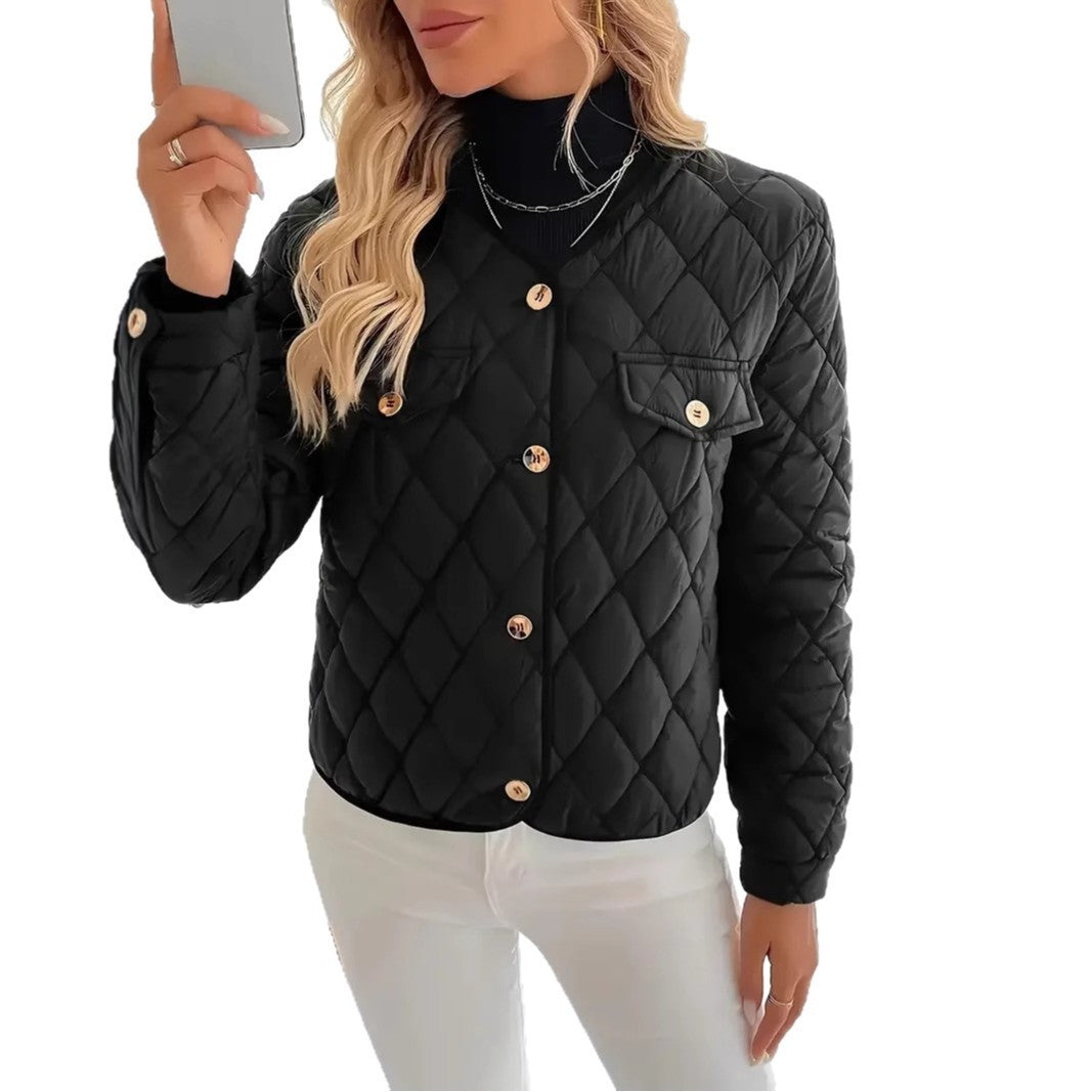 Women's Warm Diamond Lattice Short Cotton Jacket