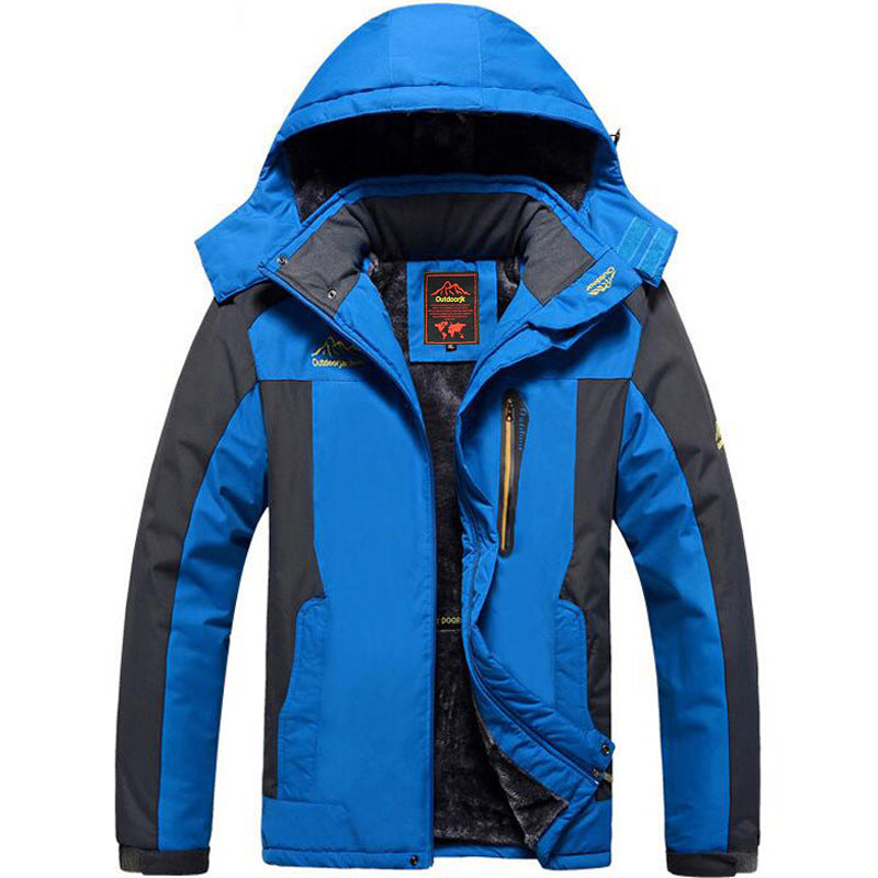 Cold-resistant Fleece-lined Thickened Mountaineering Jacket Men