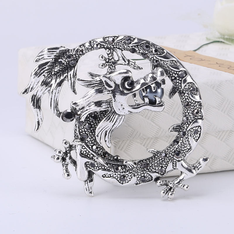 Retro Zodiac Chinese Dragon Brooch Collar Pin Badge Accessories