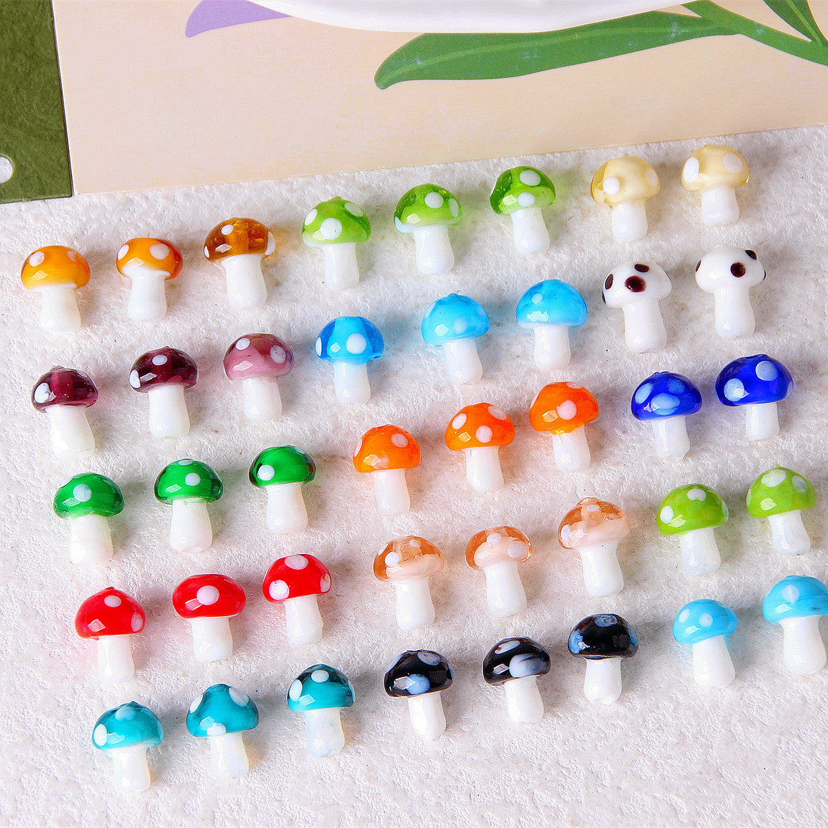 Colorful Glazed Small Mushroom Polka Dot Beaded Material Accessories