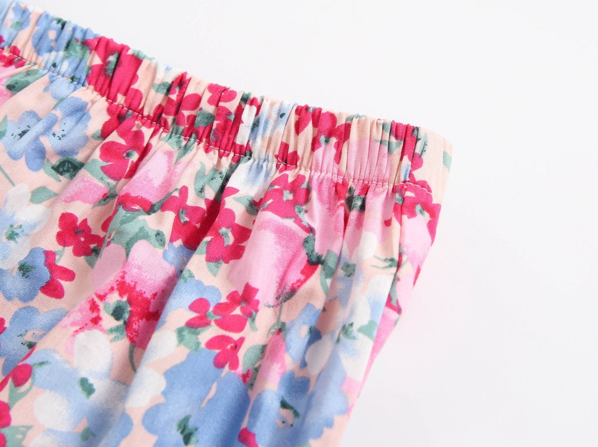 Two-piece Sling Baby Clothing Summer Korean Floral