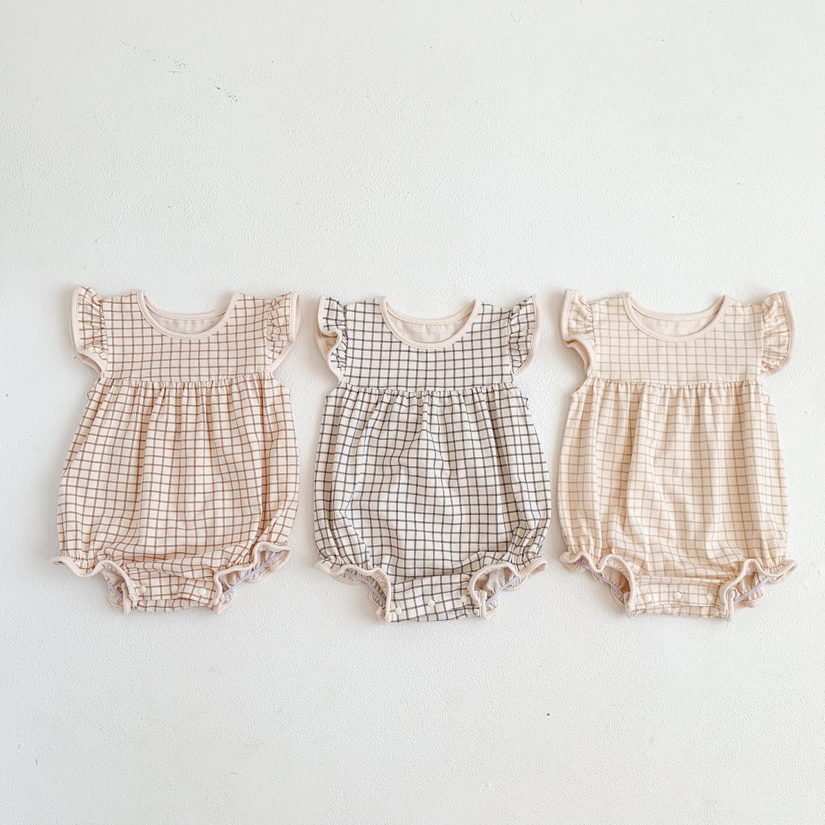 Children's Clothing Boys And Girls Plaid One-piece Romper