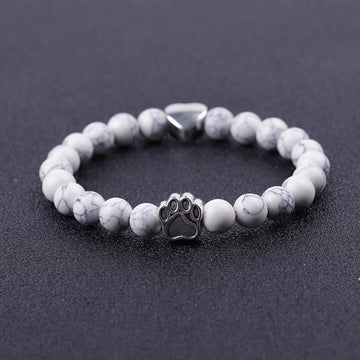 Tigereye Indian Agate Dog's Paw Bracelet Fashion Love Heart