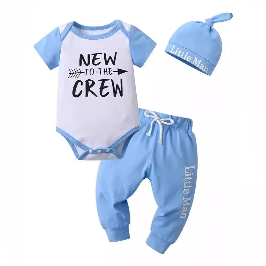 New Children's Summer Clothing Letter Printing Blue And White