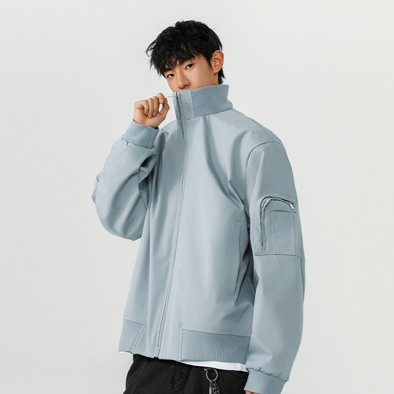 Men's Large Size Multi-pocket Short Flight Jacket