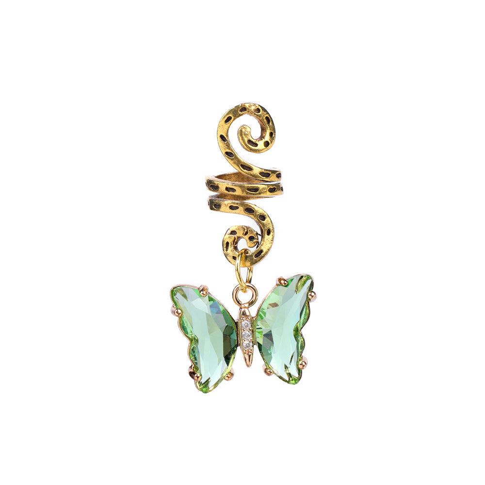 Dirty Braid Hair Buckle Hip Hop Rotating Hair Accessories Butterfly Crystal Pendant