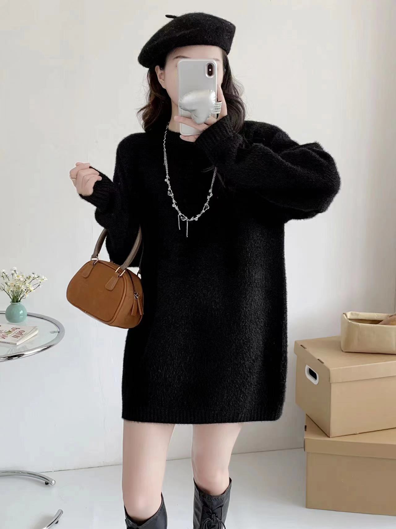 Mid-length Autumn And Winter Knitwear Mink-like Wool