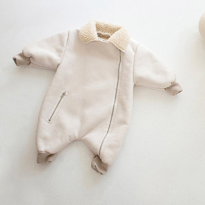 Korean Style Children's Clothing Baby Single-layer Fleece-lined Romper Thickened