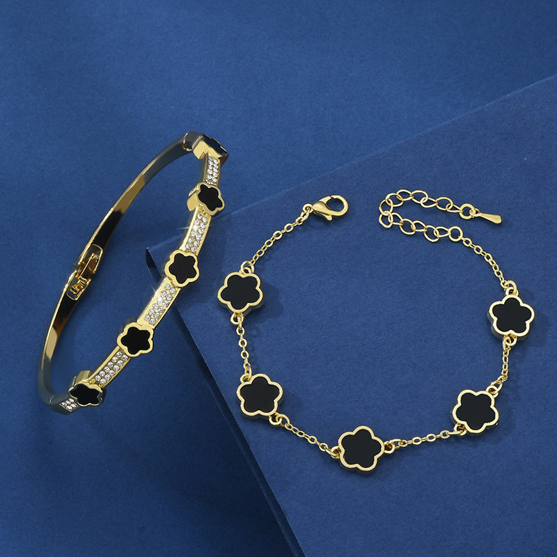 Five Petal Flower Brace Lace Bracelet Two-piece Set