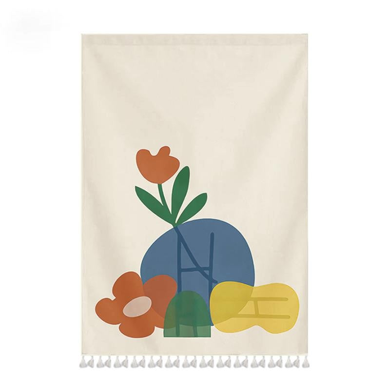 Cartoon Print Cabinet Curtains With Tassels Wardrobe Clothes Home Decor