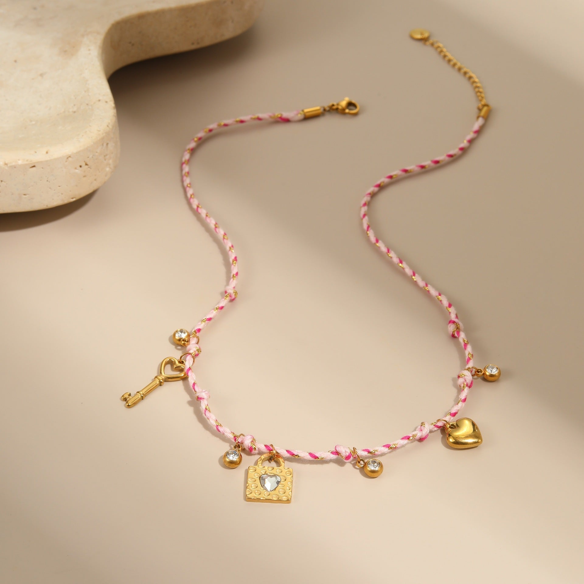 Niche Handmade Color Braided Rope Titanium Steel Necklace Design Bracelet