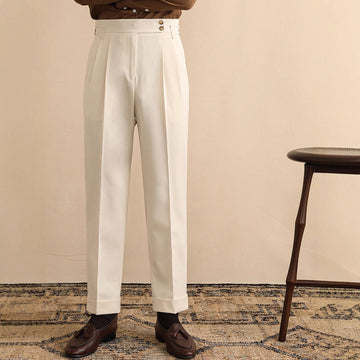 High Waist Straight Trousers Men's Business
