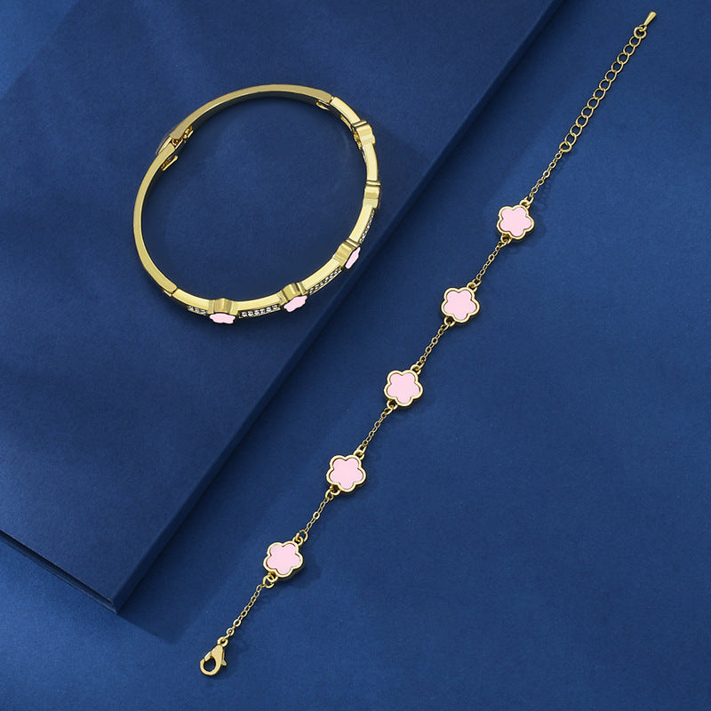 Five Petal Flower Brace Lace Bracelet Two-piece Set
