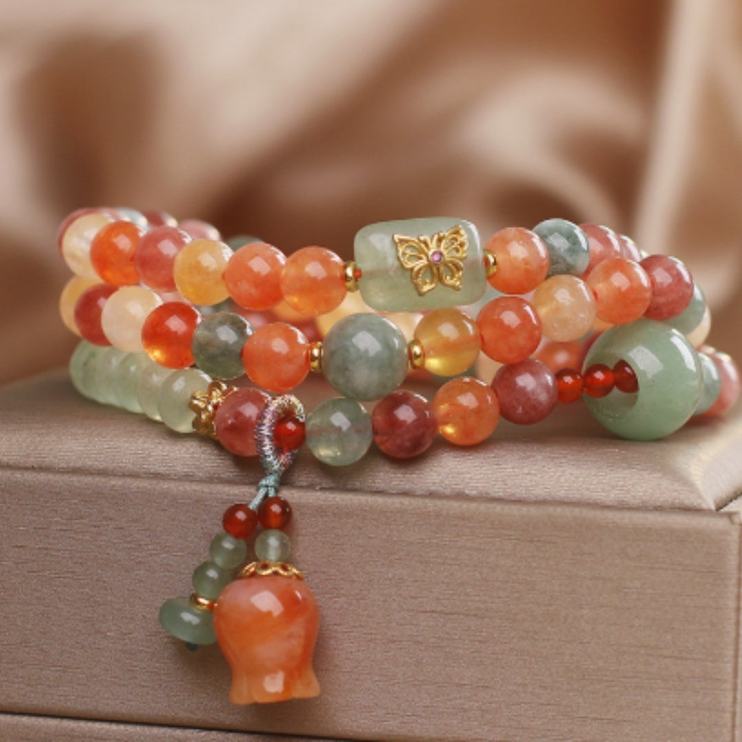 Natural Color Xinjiang Jinsi Jade Multi-Circle Bracelet Women