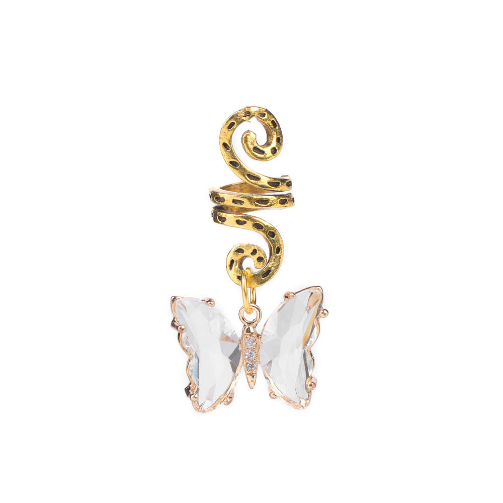 Dirty Braid Hair Buckle Hip Hop Rotating Hair Accessories Butterfly Crystal Pendant