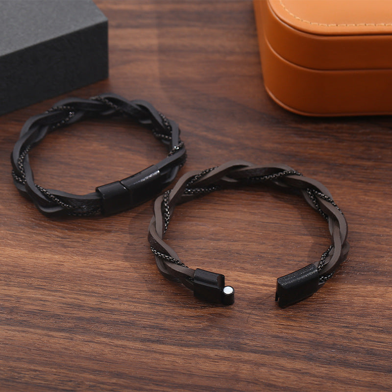 Cattle Unisex Style Hand-woven Men's Leather Bracelet
