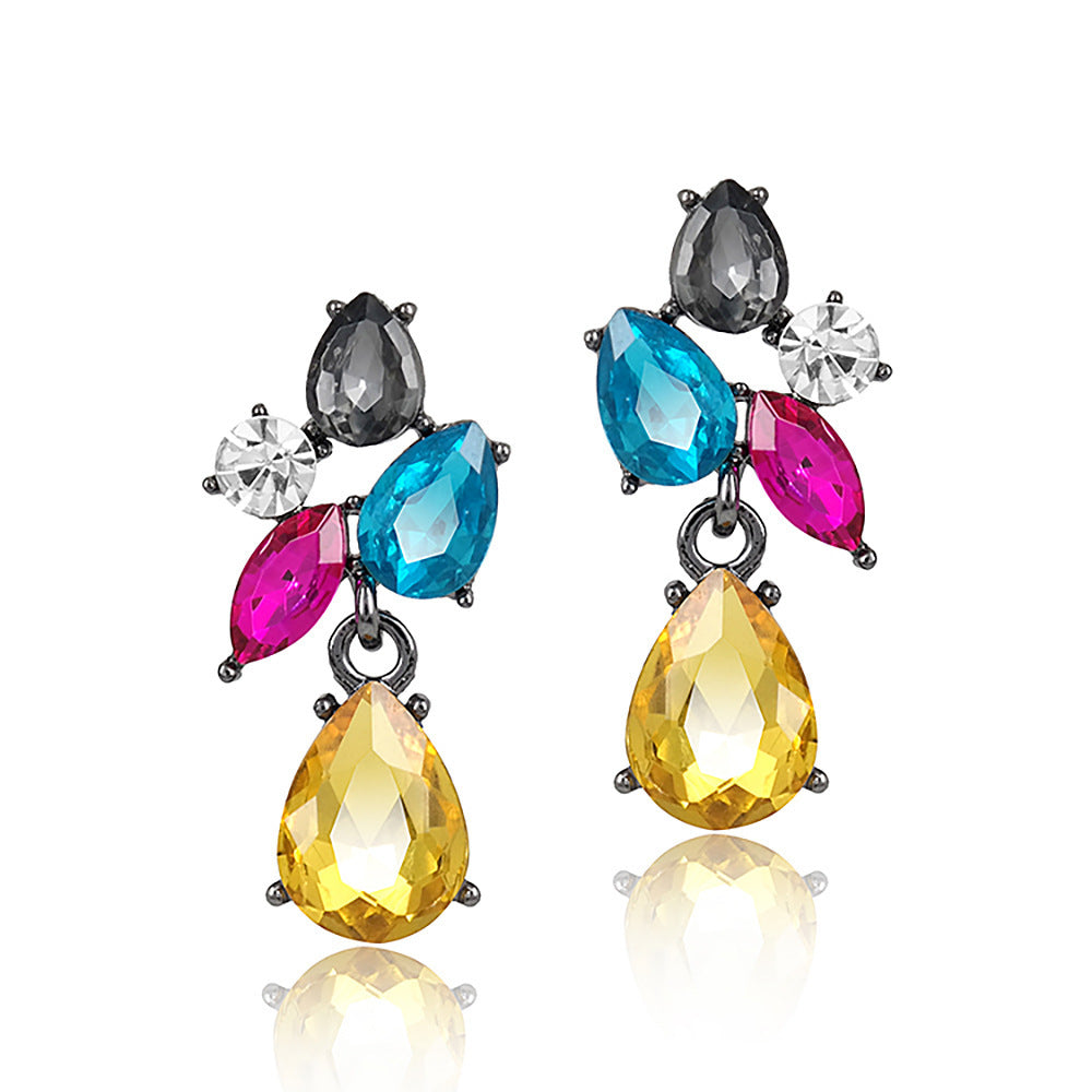 Cute Girl Simple Style Crystal Steel Needle Earrings