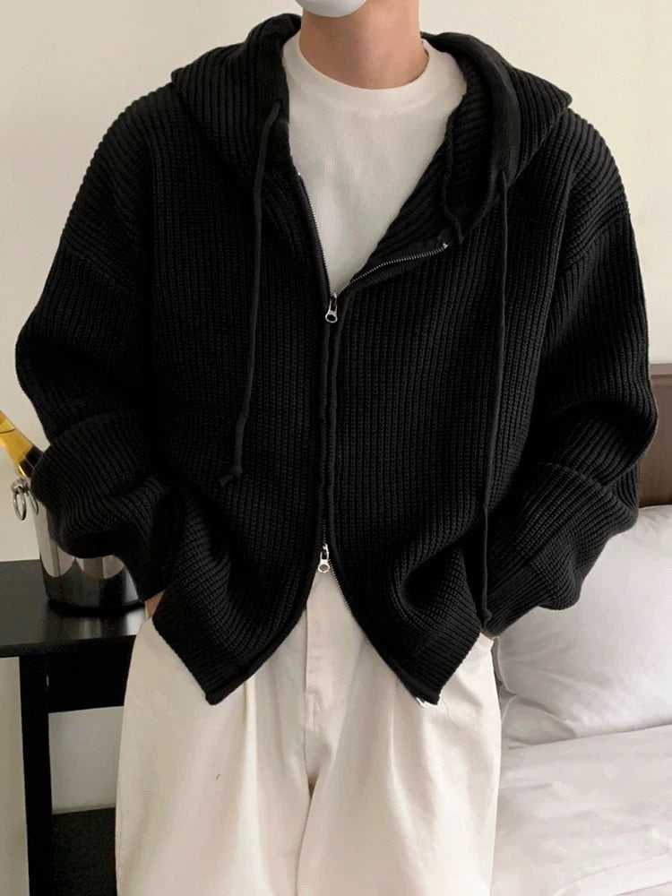 Idle Style Hooded Sweater Coat Men's Loose High Sense