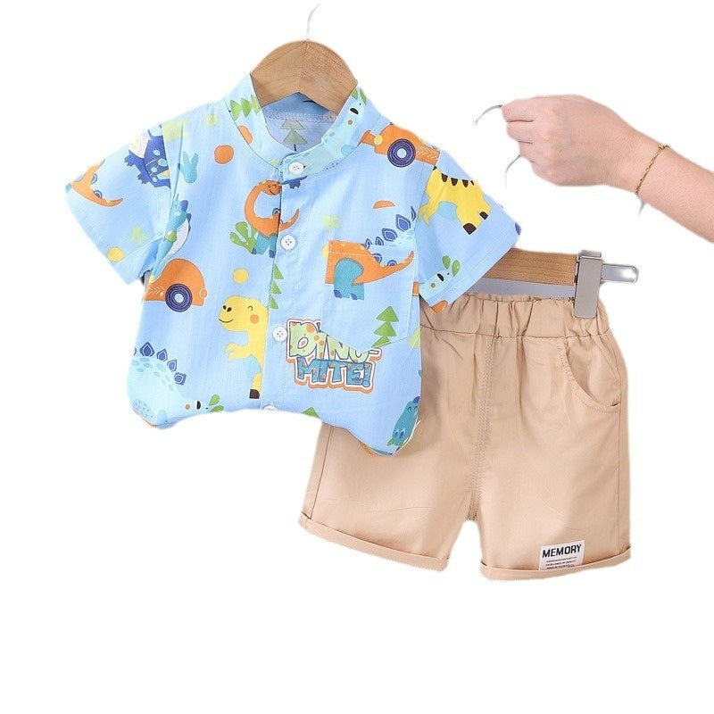 Children's Clothing Summer New Suit Children Cotton Clothes Baby Short Sleeve Shirt
