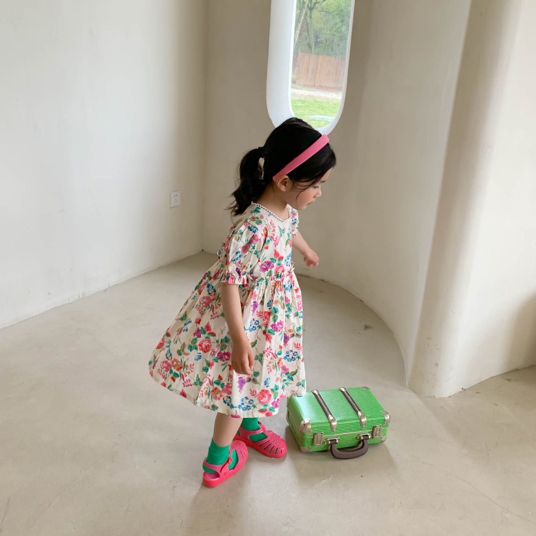 Children's Clothing Girl Princess Rose Flower Short Sleeve Dress