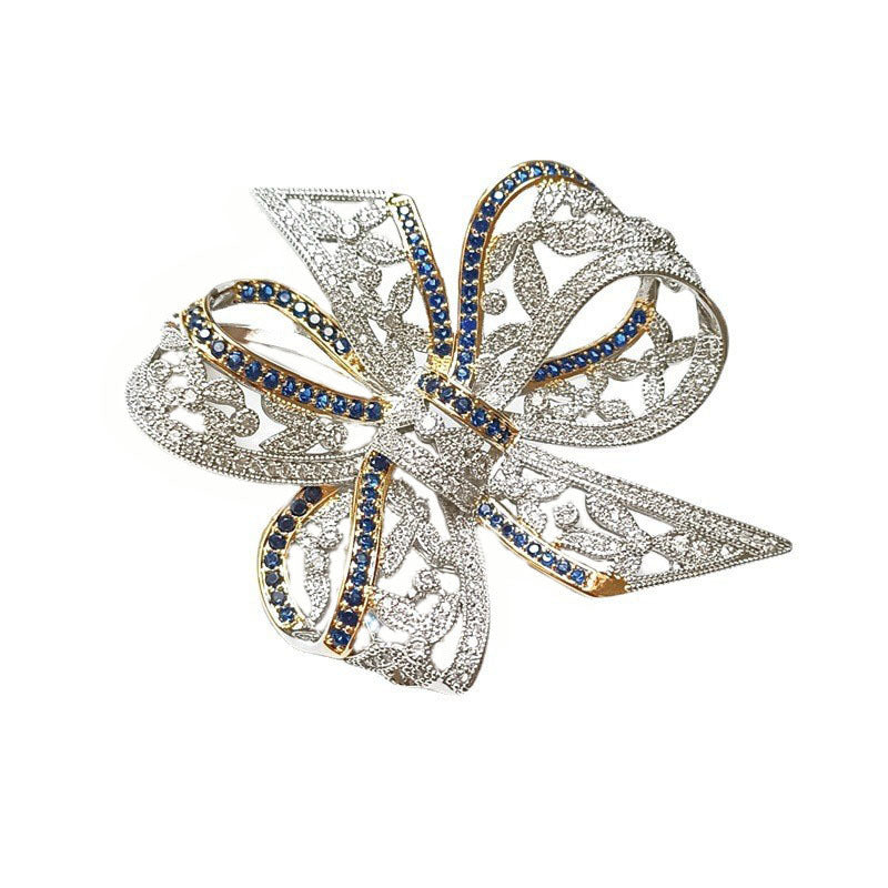 Zircon Classic Bow Brooch Women's All-match Suit Accessories Coat Pin
