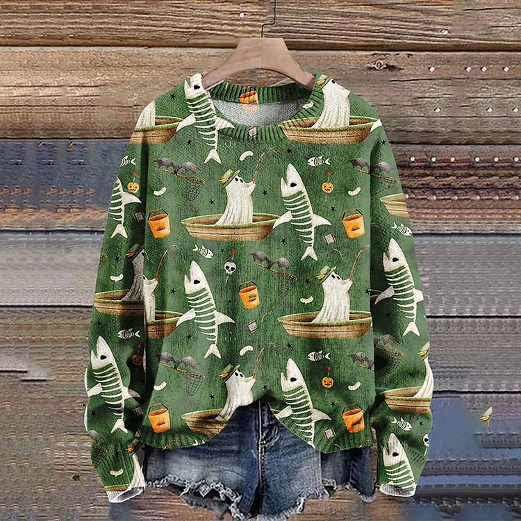 Digital Printing Fashion Round Neck Women's Sweater